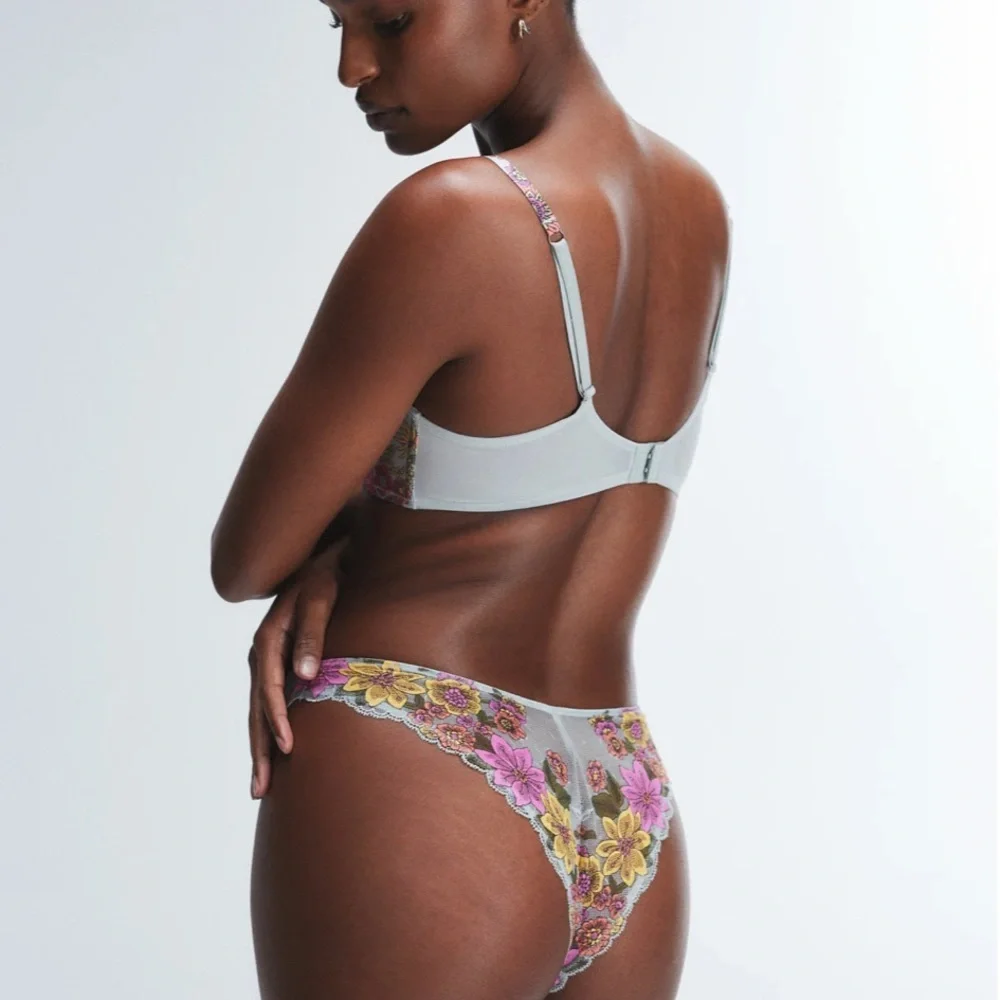 NWT,Savage X Fenty,Poppy Lace Panty,Lace Panty,Brown,Grey Floral,XL,192 Set Of 2 - Picture 3 of 8